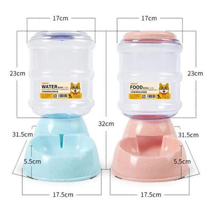 Automatic 3.8L Water Feeder & Food Dispenser for Dogs, Cats & Puppies - Pink