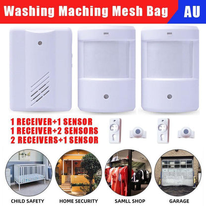 Wireless PIR Motion Sensor Door Chime Alarm - 2 Receivers + 1 Sensor