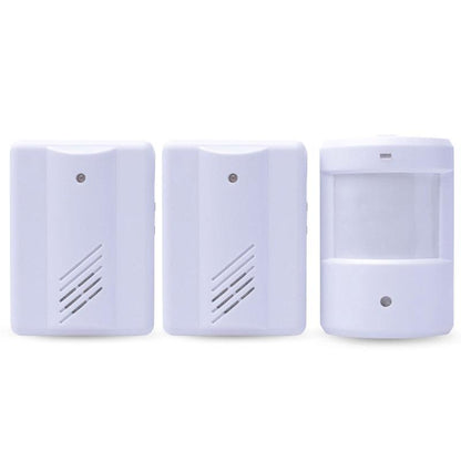 Wireless PIR Motion Sensor Door Chime Alarm - 2 Receivers + 1 Sensor