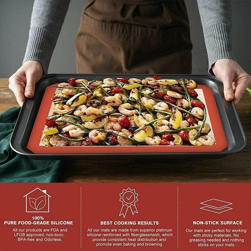 Silicone Baking Mat Non Stick Reusable Sheet for Pastry Dough Cookie Oven Bakeware - Red 2PCS(2*60X40CM) - SuperSaverAU - view 3