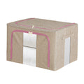 Premium 100L Grey Foldable Linen Storage Box with Steel Frame and Clear Window