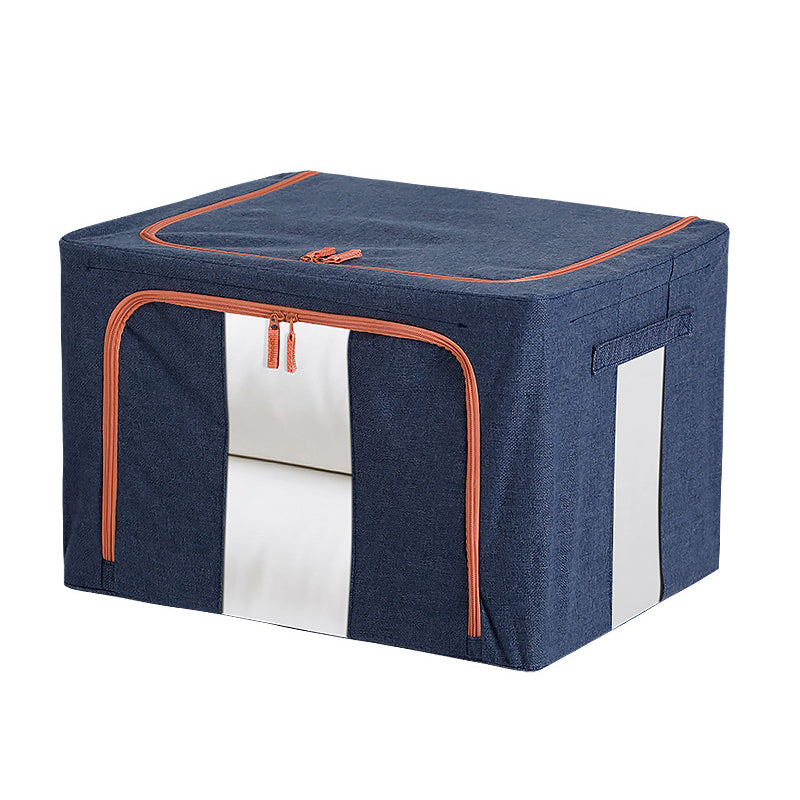 Premium 100L Grey Foldable Linen Storage Box with Steel Frame and Clear Window