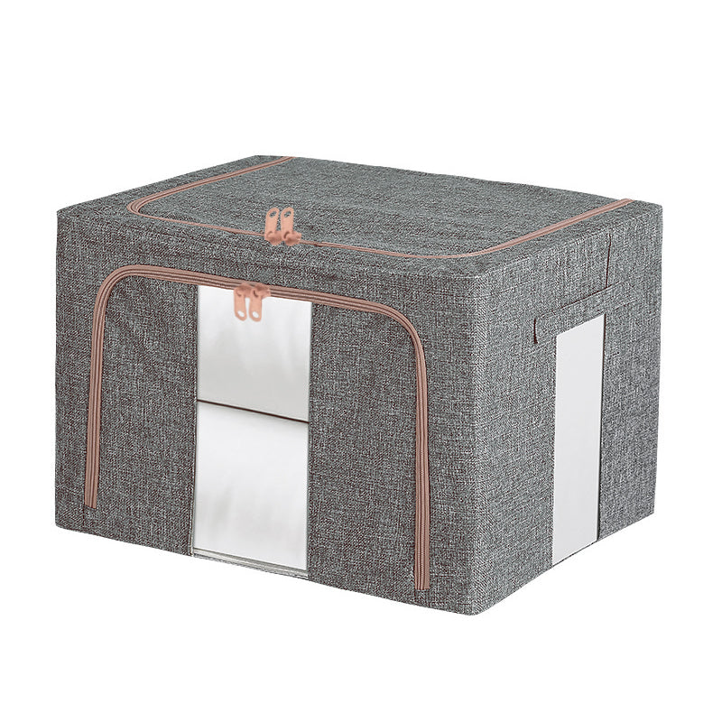 Premium 100L Grey Foldable Linen Storage Box with Steel Frame and Clear Window