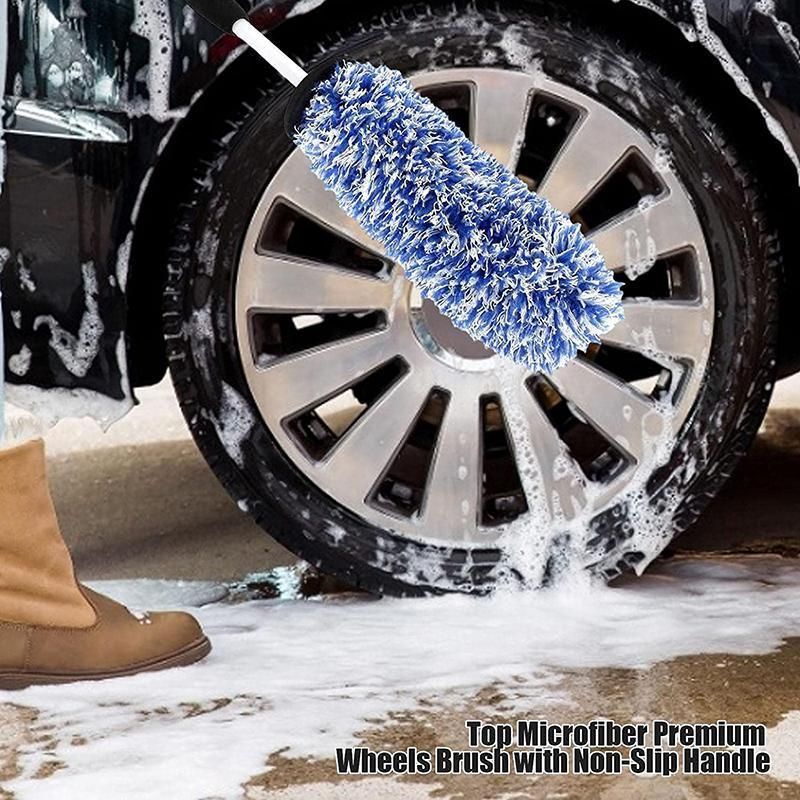 Premium Blue White Soft Alloy Wheel Cleaning Brush 44.5cm
