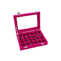 Premium Grey Velvet Jewellery Box 24 Grid Earring Organiser 20x15cm