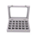 Premium Navy Velvet Jewellery Box 24 Grid Earring Organiser 20x15cm