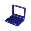 Premium Navy Velvet Jewellery Box 24 Grid Earring Organiser 20x15cm
