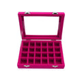 Premium Beige Velvet Jewellery Box 24 Grid Earring Organiser 20x15cm