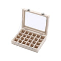 Premium Beige Velvet Jewellery Box 24 Grid Earring Organiser 20x15cm