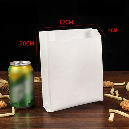 1000PCS Oil-proof Takeaway Paper Bags for Premium Takeout Supply - White-22*15*5cm