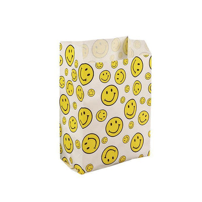 1000PCS Oil-proof Takeaway Paper Bags for Premium Takeout Supply - Smiling faces-23*13*7cm