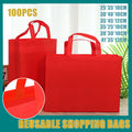 100PCS Reusable Non Woven Shopping Bags Eco Friendly Washable Tote Bags Red - 38X30X10CM - SuperSaverAU - view 1