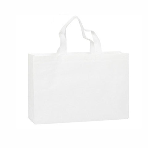 100PCS Reusable Non Woven Shopping Bags Eco Friendly Washable Tote Bags White - 35X25X10CM - SuperSaverAU - view 1