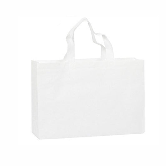 100PCS Reusable Non Woven Shopping Bags Eco Friendly Washable Tote Bags White - 35X25X10CM