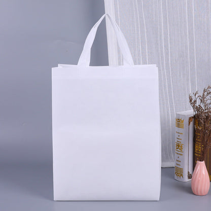 100PCS Reusable Non Woven Shopping Bags Eco Friendly Washable Tote Bags White - 35X25X10CM