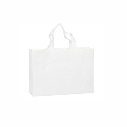 100PCS Reusable Non Woven Shopping Bags Eco Friendly Washable Tote Bags White - 35X25X10CM