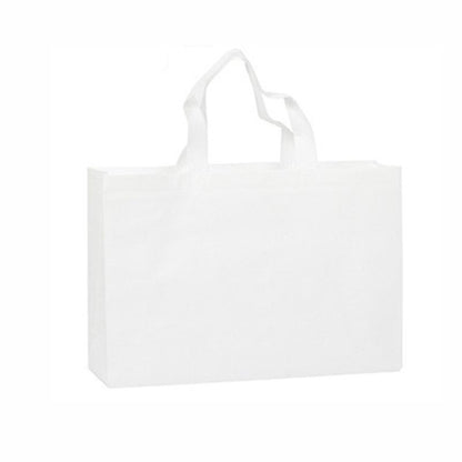 100PCS Reusable Non Woven Shopping Bags Eco Friendly Washable Tote Bags White - 35X25X10CM
