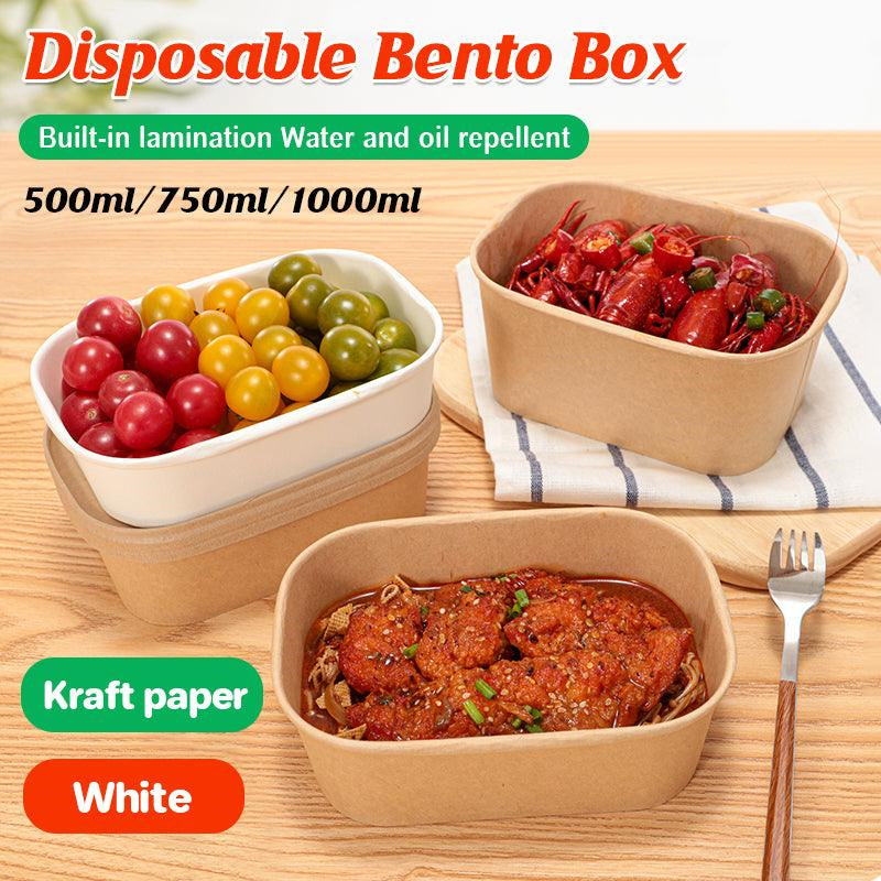 Kraft Paper Bowl for Takeaway Leak-Proof Disposable Food Container - White-1000ml-300pcs - SuperSaverAU - view 1