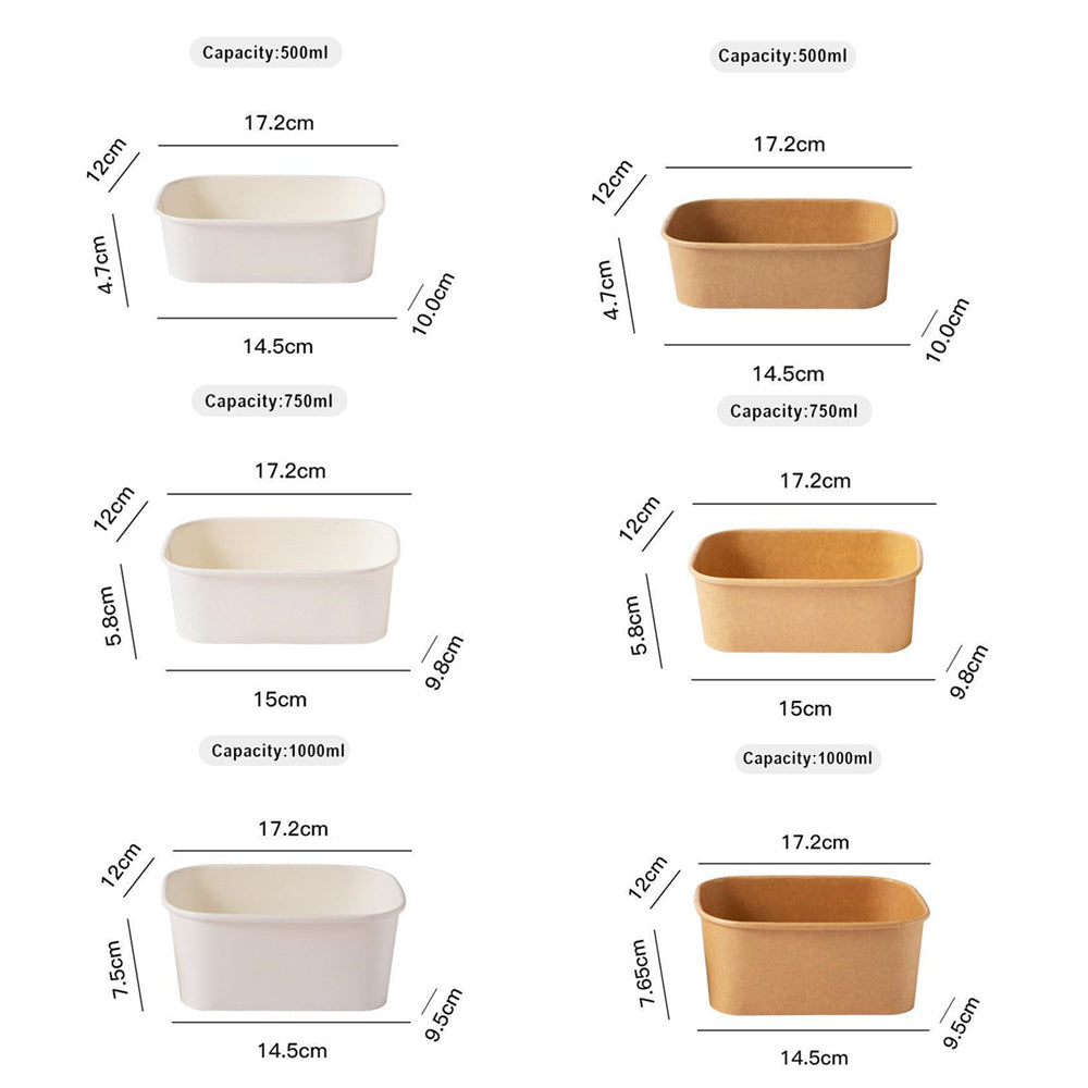 Kraft Paper Bowl for Takeaway Leak-Proof Disposable Food Container - White-1000ml-300pcs - SuperSaverAU - view 3