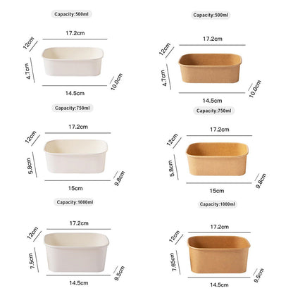 Kraft Paper Bowl for Takeaway Leak-Proof Disposable Food Container - White-Paper Lid-300pcs