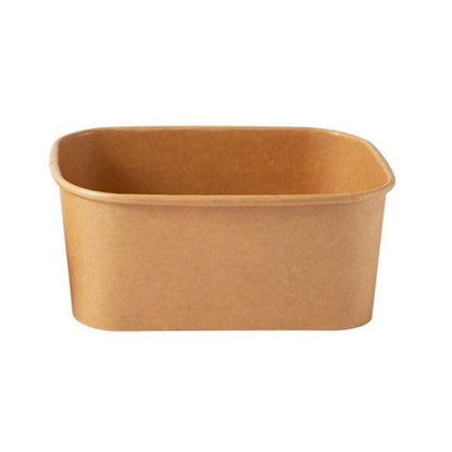 Kraft Paper Bowl for Takeaway Leak-Proof Disposable Food Container - White-Paper Lid-300pcs