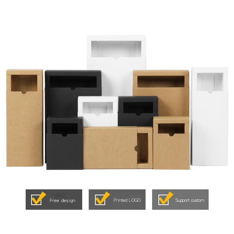 100PCS DIY Paper Drawer Boxes for Jewelry & Cosmetics - Kraft (8x8x4cm)