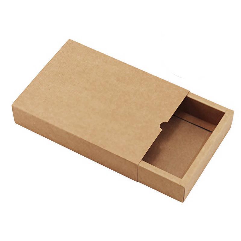 100PCS DIY Paper Drawer Boxes for Jewelry & Cosmetics - Kraft (8x8x4cm)