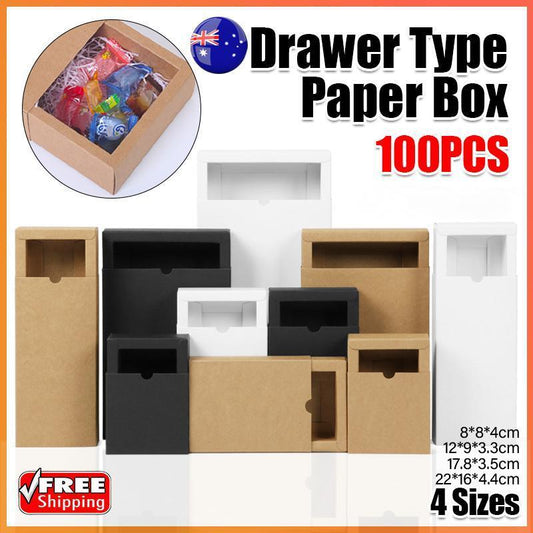 Premium Drawer Paper Gift Boxes for Jewelry & Cosmetics - 100PCS Kraft