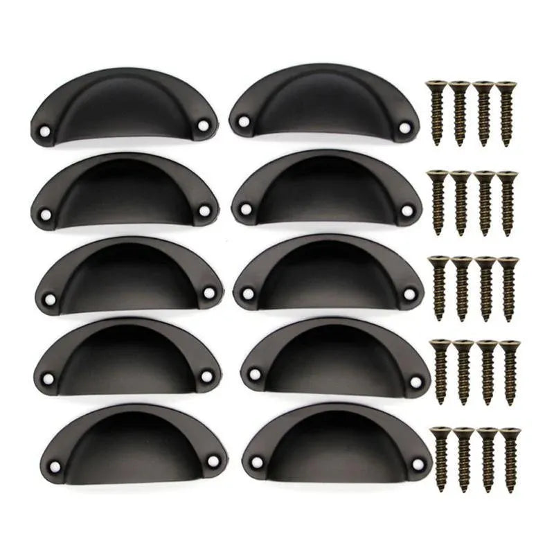 Premium Modern Cup Cabinet Handles – Black 30 Pack with Screws