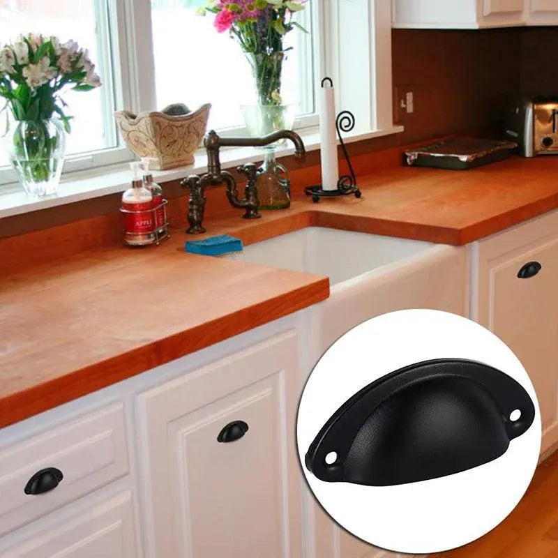 Premium Modern Cup Cabinet Handles – Black 30 Pack with Screws