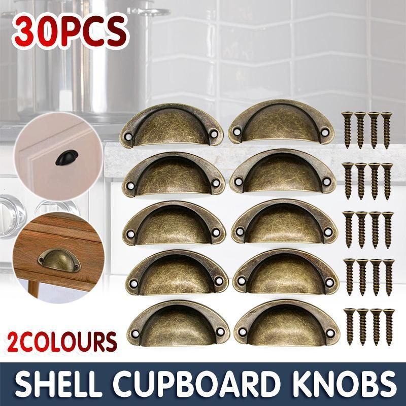 Premium Modern Cup Cabinet Handles – Bronze 30 Pack with Screws