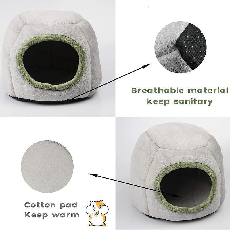 Premium Small Animal Plush Hideout Cave Bed - Grey Pyramid