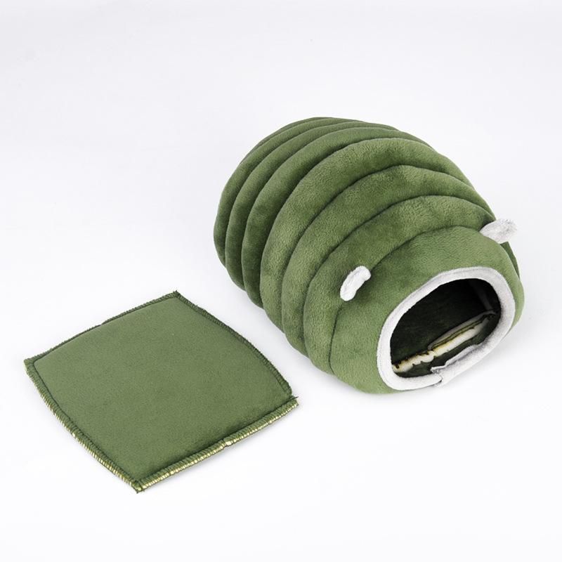 Premium Small Animal Plush Hideout Cave Bed - Grey Stump