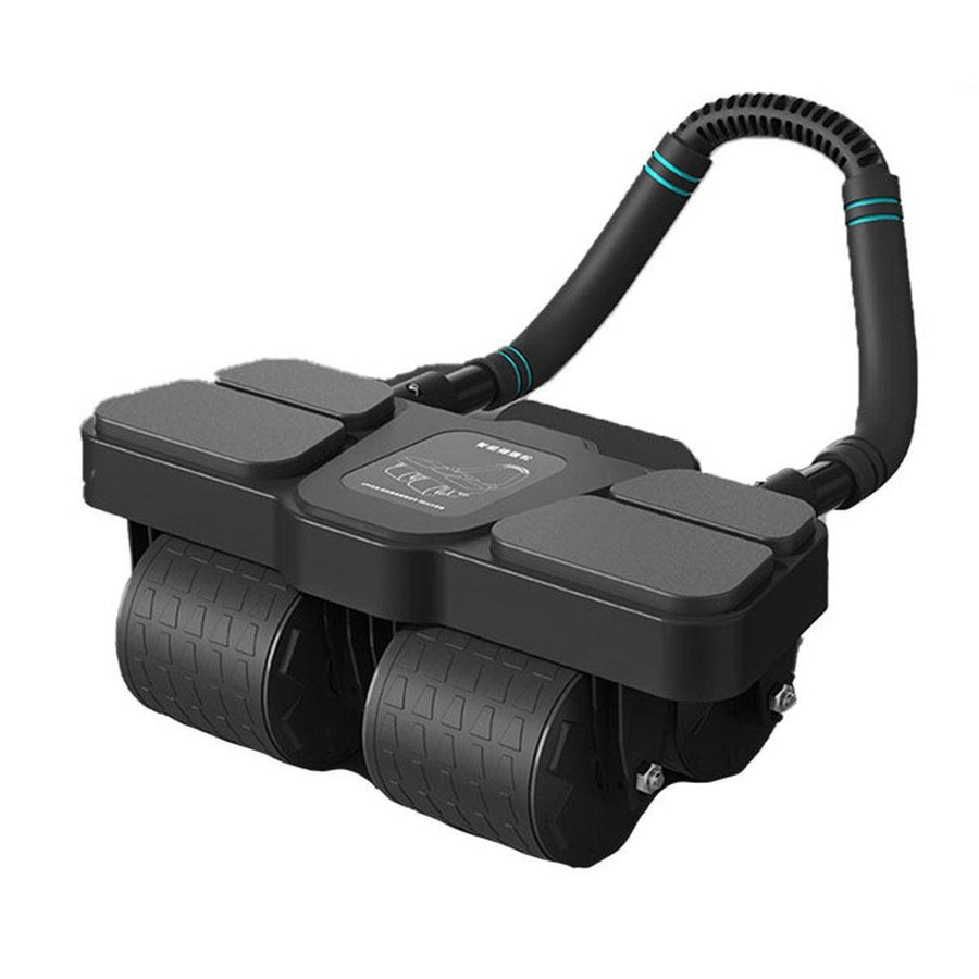 Premium Four Wheel Abdominal Roller with Automatic Rebound & Phone Holder - Black