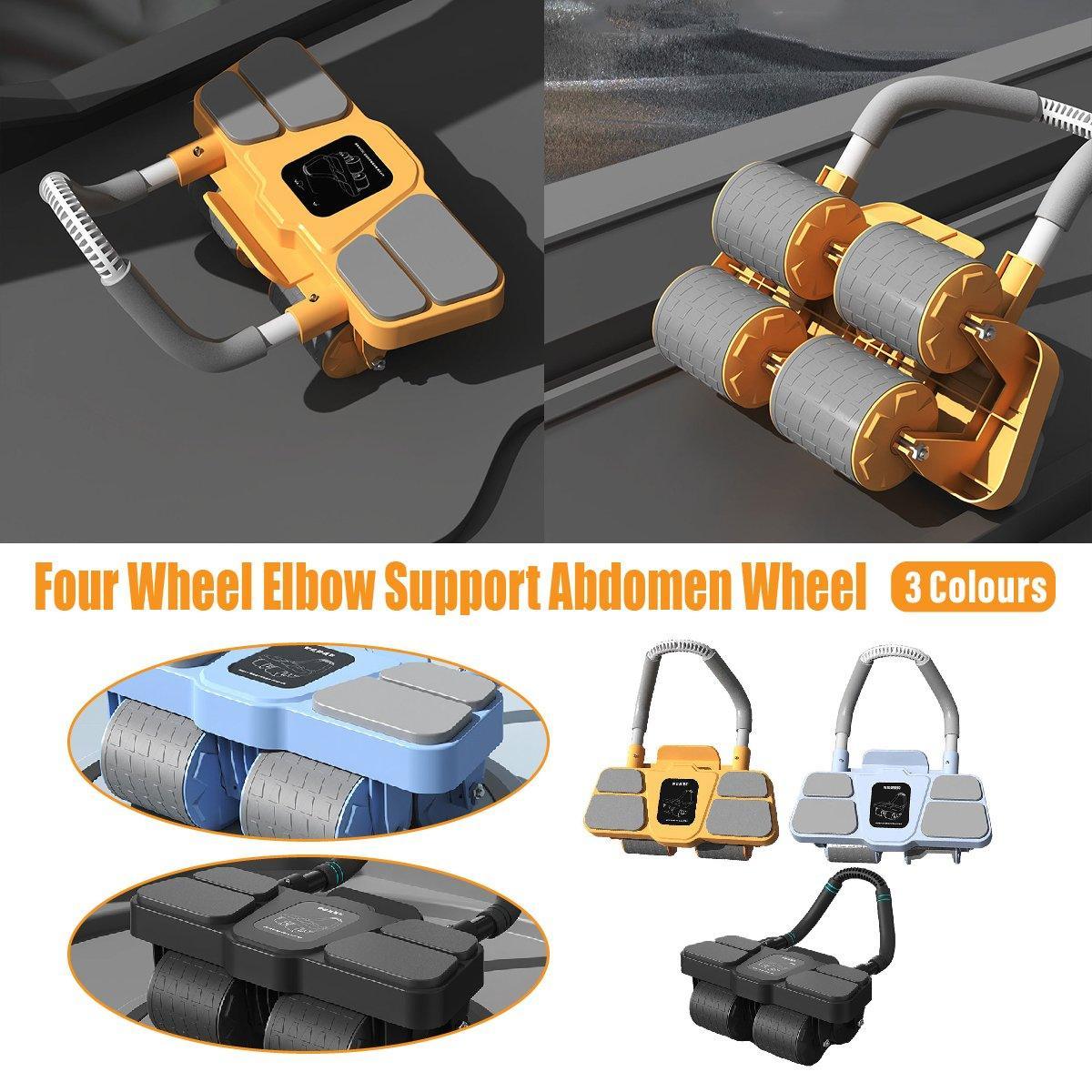 Blue Four Wheel Abdominal Roller - Automatic Rebound Fitness Equipment