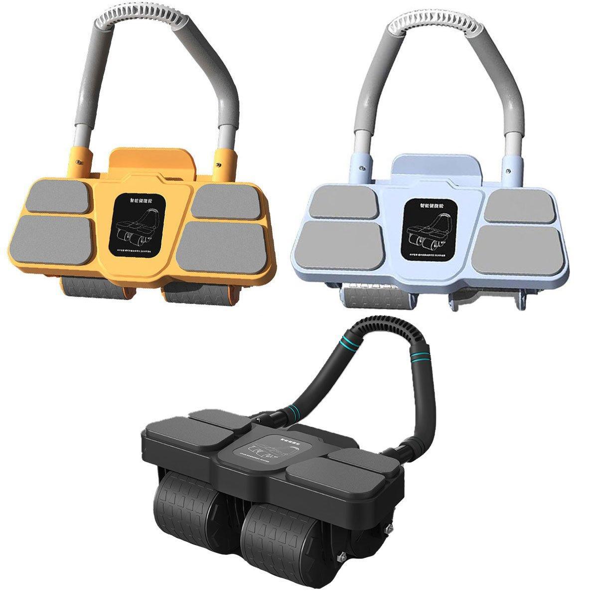 Blue Four Wheel Abdominal Roller - Automatic Rebound Fitness Equipment