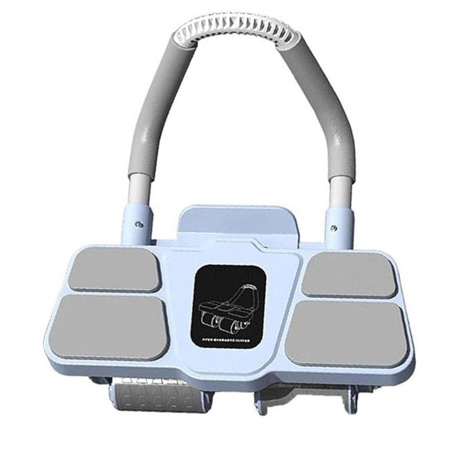Premium Four Wheel Abdominal Roller with Automatic Rebound & Phone Holder - Blue