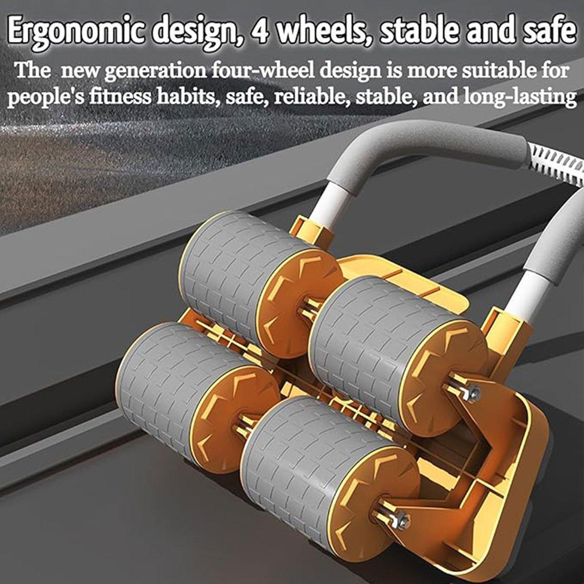 Orange Four Wheel Abdominal Roller - Automatic Rebound Fitness Equipment - SuperSaverAU - view 5