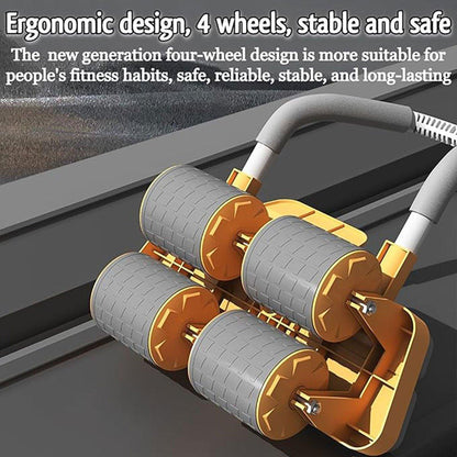 Orange Four Wheel Abdominal Roller - Automatic Rebound Fitness Equipment