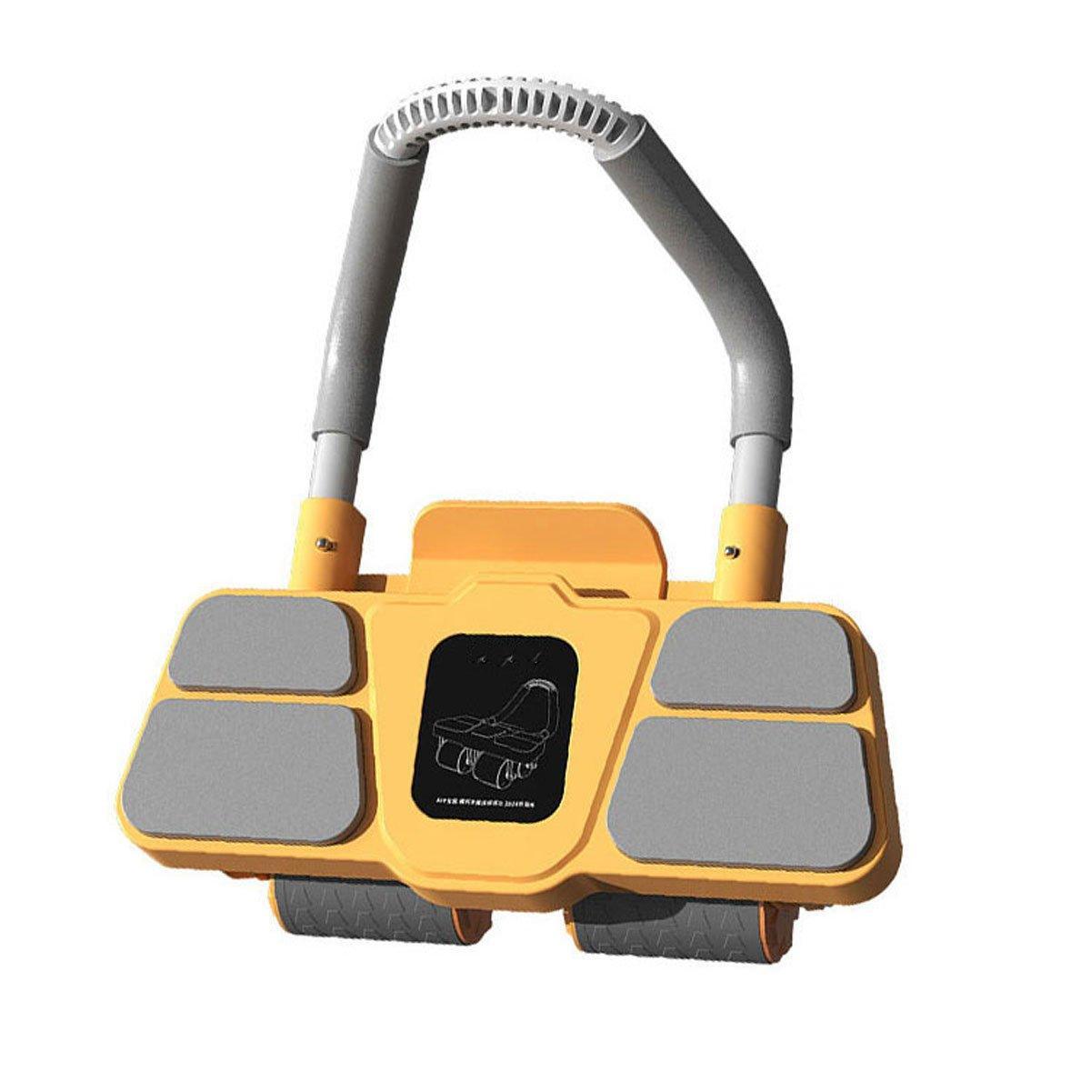 Orange Four Wheel Abdominal Roller - Automatic Rebound Fitness Equipment