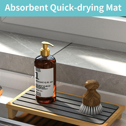 Countertop Absorbent Drainage Mat Sink Splash Pad Bathroom Tray Water Catcher - White