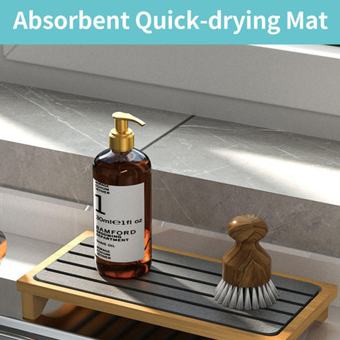 Countertop Absorbent Drainage Mat Sink Splash Pad Bathroom Tray Water Catcher - White - SuperSaverAU - view 2