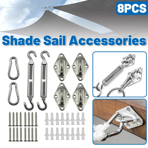 Premium Stainless Steel Shade Sail Fittings – 8 Piece Set