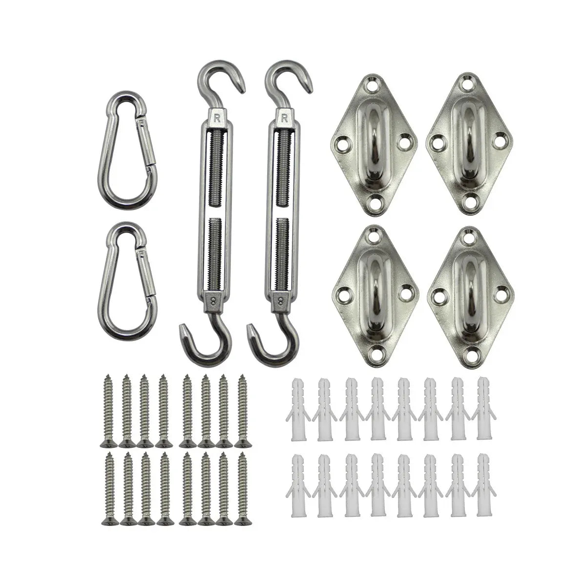 Premium Stainless Steel Shade Sail Fittings – 8 Piece Set