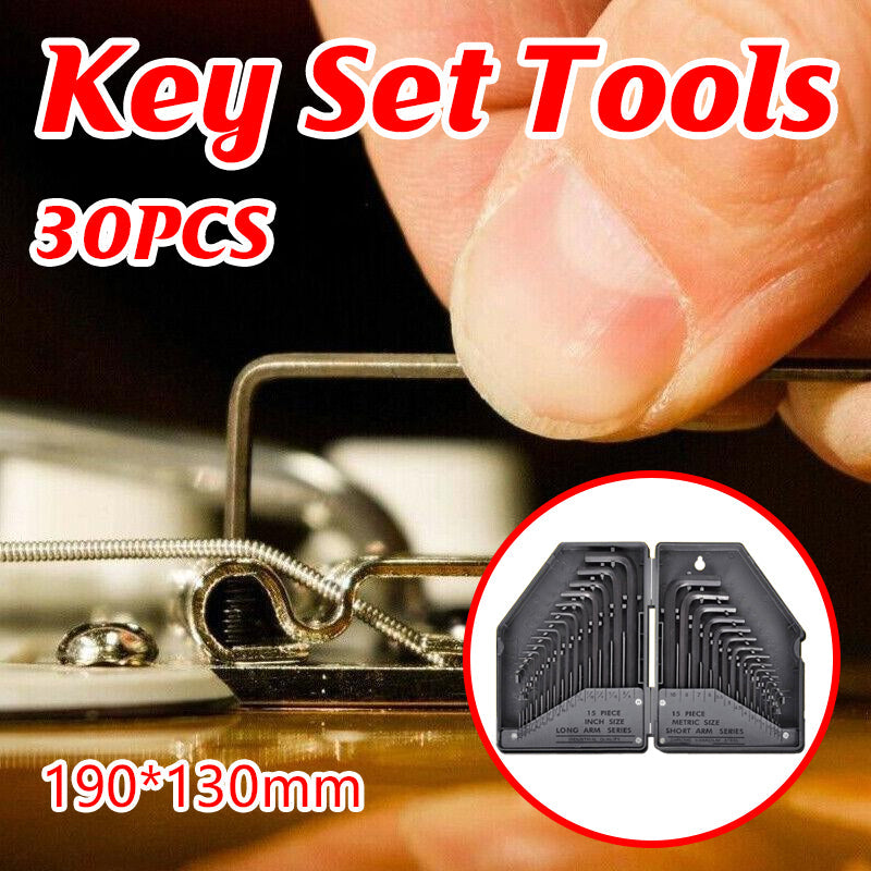 Premium 30 Piece Chrome Vanadium Hex Key Set with Metric & Imperial Sizes