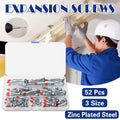 52PCS Galvanized Steel Wall Anchors Expansion Screws, Self-Tapping Bolts, 1/8 Size - SuperSaverAU - view 1