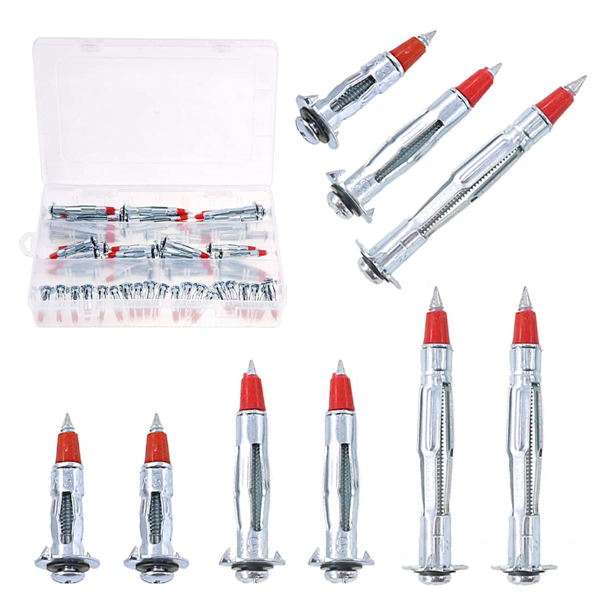 52PCS Galvanized Steel Wall Anchors Expansion Screws, Self-Tapping Bolts, 1/8 Size - SuperSaverAU - view 2