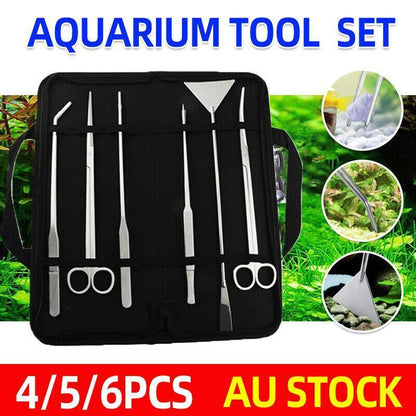 Stainless Steel Aquarium Tool Set 5PCS - Tweezers, Scissors, Spatula Kit
