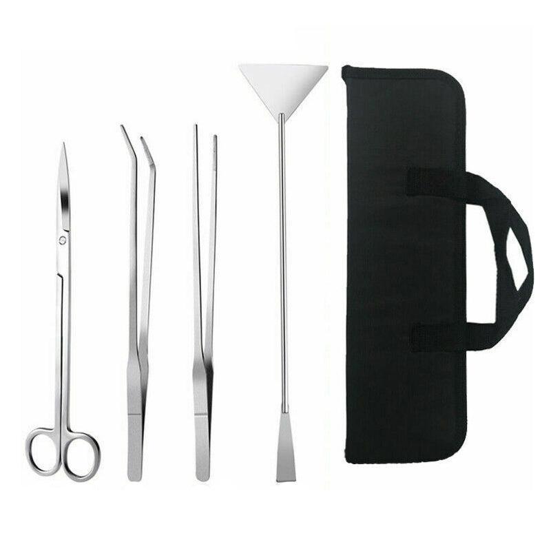 Stainless Steel Aquarium Tool Set 5PCS - Tweezers, Scissors, Spatula Kit
