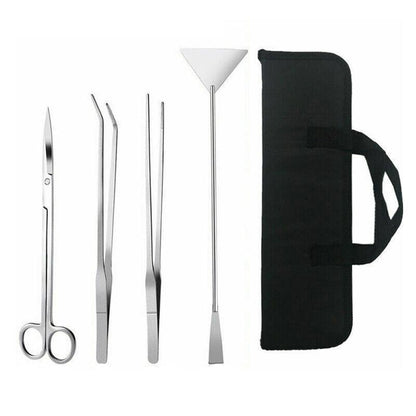 Stainless Steel Aquarium Tool Set 5PCS - Tweezers, Scissors, Spatula Kit